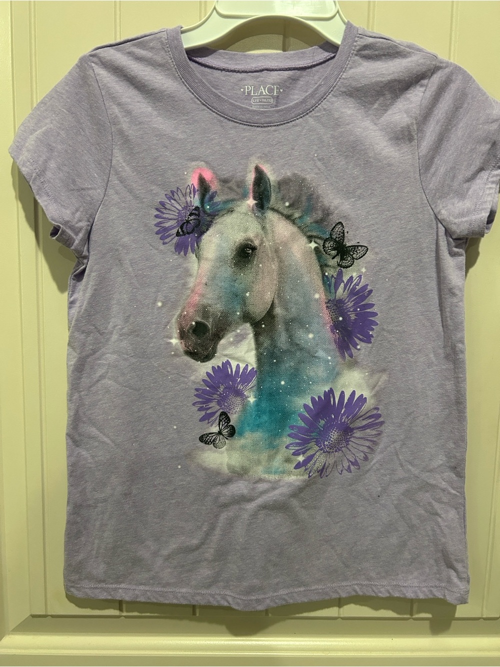 The Children's Place Lavender Horse Galaxy Tee with Purple Flowers